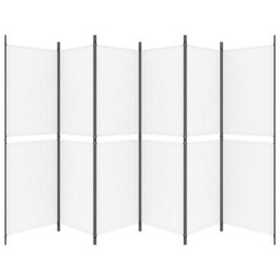 Berkfield 6-Panel Room Divider White 300X180 Cm Fabric - thumbnail 4