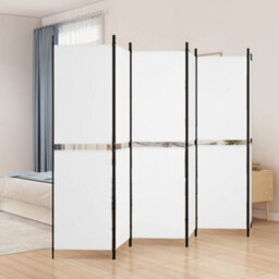 Berkfield 6-Panel Room Divider White 300X180 Cm Fabric - thumbnail 1