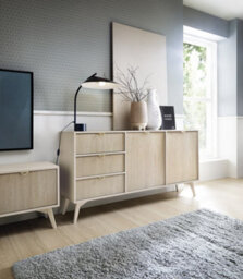 Arte Elegant Forest Large Sideboard Cabinet H800mm W1580mm D380mm - Beige & Oak Scandi For Modern Living Spaces - thumbnail 6