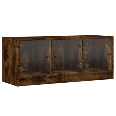 Berkfield Classic Tv Cabinet With Glass Doors Smoked Oak 102X37X42 Cm - image 1