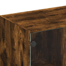 Berkfield Classic Tv Cabinet With Glass Doors Smoked Oak 102X37X42 Cm - thumbnail 9