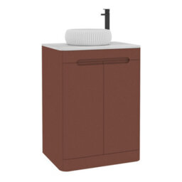 Royal Bathrooms Venice 600mm Terracotta Clay Freestanding Bathroom Countertop Vanity Unit 2 Door With Milan Basin - thumbnail 7