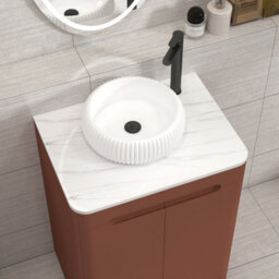 Royal Bathrooms Venice 600mm Terracotta Clay Freestanding Bathroom Countertop Vanity Unit 2 Door With Milan Basin - thumbnail 6