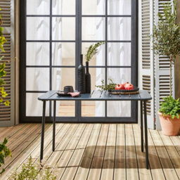 Sweeek - 4-Seater Rectangular Steel Garden Table Amelia 120Cm Anthracite 120X70X72.5 Cm - thumbnail 2