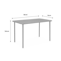 Sweeek - 4-Seater Rectangular Steel Garden Table Amelia 120Cm Anthracite 120X70X72.5 Cm - thumbnail 7