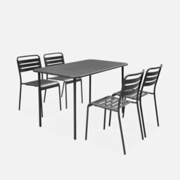 Sweeek - 4-Seater Rectangular Steel Garden Table Amelia 120Cm Anthracite 120X70X72.5 Cm - thumbnail 4