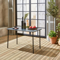 Sweeek - 4-Seater Rectangular Steel Garden Table Amelia 120Cm Anthracite 120X70X72.5 Cm - thumbnail 1
