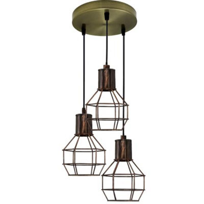 Modern Retro 3 Way Ceiling Pendant Light Cluster Nest Cage Light Fitting Rustic Lampshade Style Home E27 Lighting Kit - image 1