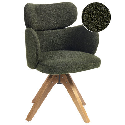 Beliani Dining Chair Swivel Marcy Boucle Dark Green - image 1