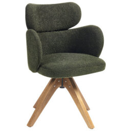 Beliani Dining Chair Swivel Marcy Boucle Dark Green - thumbnail 4