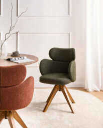 Beliani Dining Chair Swivel Marcy Boucle Dark Green - thumbnail 2