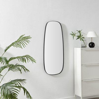 Furniturebox Uk Elodie Black Metal Large 120X50 Pebble Shape Wall Mirror - image 1