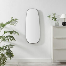 Furniturebox Uk Elodie Black Metal Large 120X50 Pebble Shape Wall Mirror - thumbnail 2
