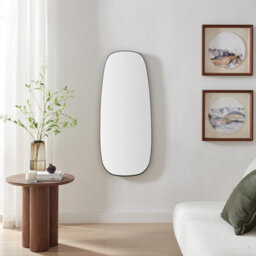 Furniturebox Uk Elodie Black Metal Large 120X50 Pebble Shape Wall Mirror - thumbnail 3