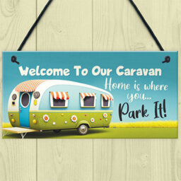 Red Ocean Novelty Style Hanging Caravan Sign - Home Is Where You Park It - Caravan Decor For Indoor/outdoor Use - thumbnail 2