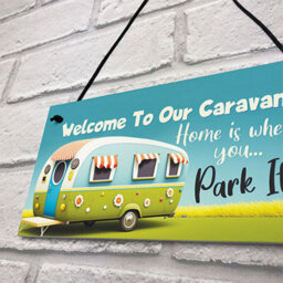 Red Ocean Novelty Style Hanging Caravan Sign - Home Is Where You Park It - Caravan Decor For Indoor/outdoor Use - thumbnail 7