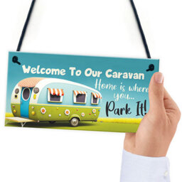 Red Ocean Novelty Style Hanging Caravan Sign - Home Is Where You Park It - Caravan Decor For Indoor/outdoor Use - thumbnail 6