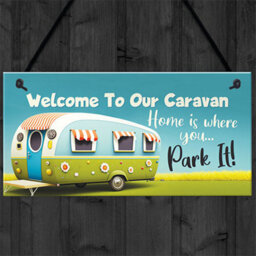 Red Ocean Novelty Style Hanging Caravan Sign - Home Is Where You Park It - Caravan Decor For Indoor/outdoor Use - thumbnail 4