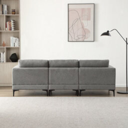 Modern 3-Seaters Dark Grey Fabric Sofa With Removal Cushions And Pillows - thumbnail 3