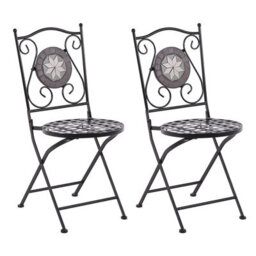 Beliani Set Of 2 Garden Chairs Cariati Metal Black - thumbnail 1