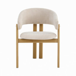 Linen Dining Chairs With Metal Legs, Natural Wood Colour, Set Of 4 - thumbnail 7