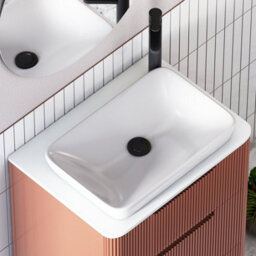 Royal Bathrooms Avenza 600mm Terracotta Clay Wall Hung Bathroom Countertop Vanity Unit 1 Drawer With Qubix Basin - thumbnail 7