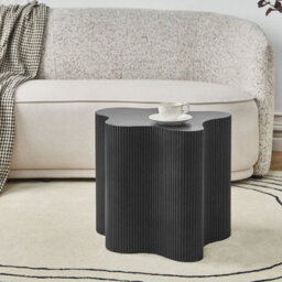 Wyld And Coco Novacasa Side Table Black Mdf Irregular Fluted Base 40 X 50 Cm - thumbnail 2