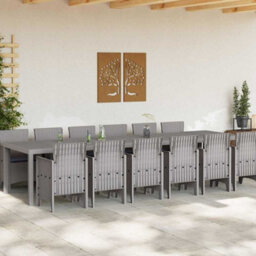 Berkfield Modern Garden Dining Set 13 Pcs Light Grey Polt Rattan - thumbnail 3