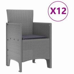 Berkfield Modern Garden Dining Set 13 Pcs Light Grey Polt Rattan - thumbnail 5