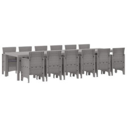 Berkfield Modern Garden Dining Set 13 Pcs Light Grey Polt Rattan - thumbnail 1