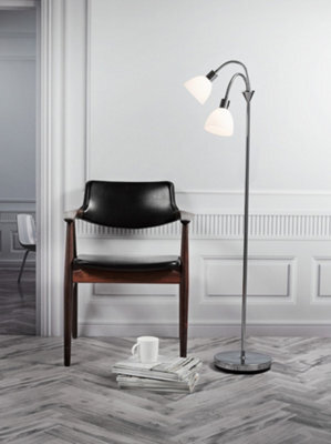 Nordlux Ray Metal Floor Lamp Dual Head Silver,mains - image 1