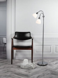 Nordlux Ray Metal Floor Lamp Dual Head Silver,mains