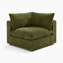 Furniturebox Uk Echo Green Linen-Look Fabric Corner Armchair For Modular Sofa - thumbnail 6