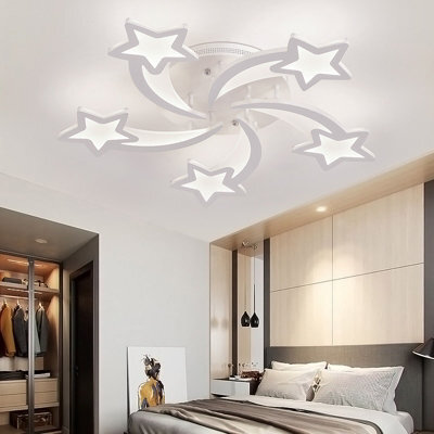 Living And Home 5 Head Childlike Shooting Stars Led Low Energy Flush Mount Ceiling Light Fixture For Cartoon Decor Cool White