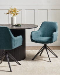 Beliani Set Of 2 Dining Chairs Swivel Jodar Fabric Teal - thumbnail 2