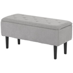 "Homcom 15"" Ottoman Storage Box With Wooden Legs And 47L Storage Capacity, Grey" - thumbnail 2