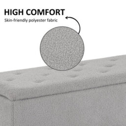 "Homcom 15"" Ottoman Storage Box With Wooden Legs And 47L Storage Capacity, Grey" - thumbnail 6
