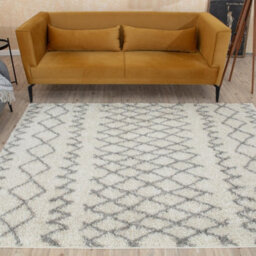 The Rugs Moroccan Shaggy Rugs And Runners Soft Fluffy Tribal Design High Pile Ivory And Grey Living Room Kitchen Hallway 900 - thumbnail 5