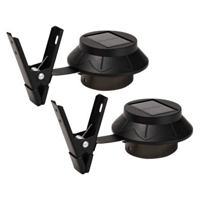 2 X Clip On Garden Lights - Solar Powered Weather Resistant Outdoor Led Security Lighting For Guttering, Fences, Walls - image 1
