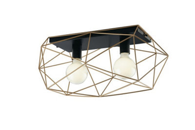 Luminosa Lighting Luminosa Abraxas 2 Light Semi Flush Light Black, Gold 60X30X26.5Cm - image 1