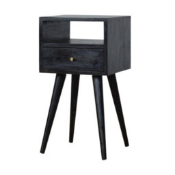 Wyld Haus Kood Mini Black Washed Mango Wood Bedside Table With Drawer And Open Shelf - thumbnail 3