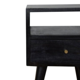 Wyld Haus Kood Mini Black Washed Mango Wood Bedside Table With Drawer And Open Shelf - thumbnail 6