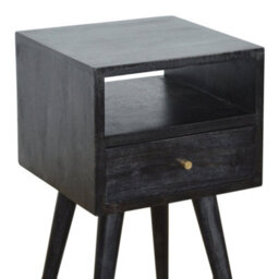 Wyld Haus Kood Mini Black Washed Mango Wood Bedside Table With Drawer And Open Shelf - thumbnail 5