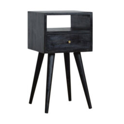 Wyld Haus Kood Mini Black Washed Mango Wood Bedside Table With Drawer And Open Shelf - thumbnail 4