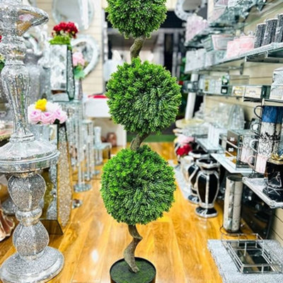 Biznest Artificial Cedar Ball Topiary Tree Pot Faux Round Shrub Bush Decoration Greenery For Indoor Outdoor (Plant 5527 140Cm)