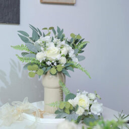 65 Pack Artificial Flowers, Decorative Artificial Flower Bouquet, Simulated Artificial Eucalyptus Branches, (Green And White) - thumbnail 8