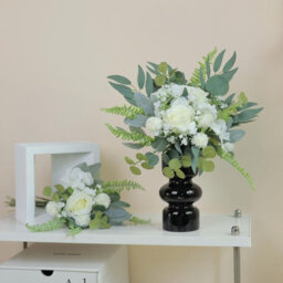 65 Pack Artificial Flowers, Decorative Artificial Flower Bouquet, Simulated Artificial Eucalyptus Branches, (Green And White) - thumbnail 3