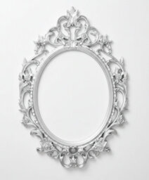 Biznest Ornate Baroque Wall Mounted Mirror Oval Shape Vintage Plastic Frame Best Gift Chic Antique Home Deco Luxury Silver 69X48Cm - thumbnail 4