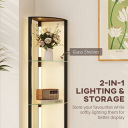 Homcom Led Floor Lamp With Shelves, Dimmable Standing Lamp With Foot Switch - thumbnail 4