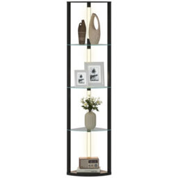 Homcom Led Floor Lamp With Shelves, Dimmable Standing Lamp With Foot Switch - thumbnail 2